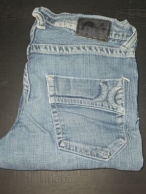 Hurley Faded Blue Denim Jeans with Back Pocket Logo
